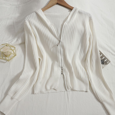 Uus mudel naiste ühevärviline kapuutsi ja lukuga vest