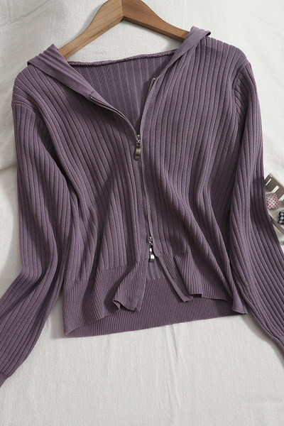 Uus mudel naiste ühevärviline kapuutsi ja lukuga vest