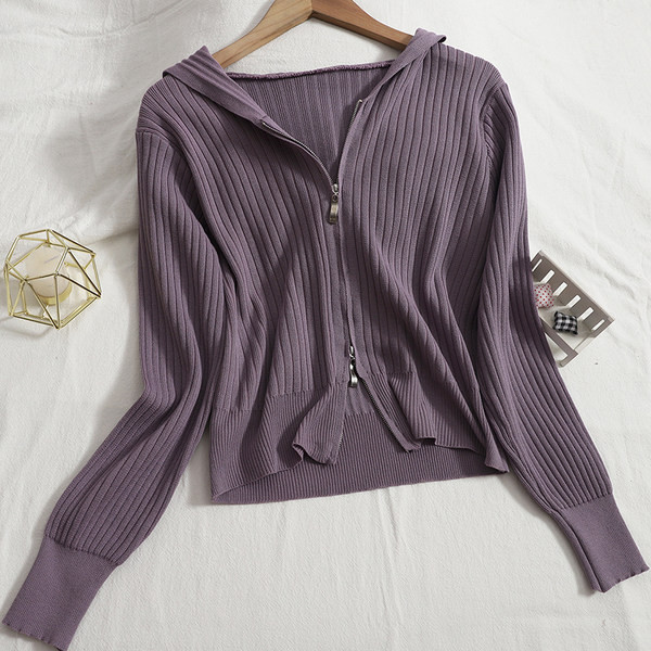 Uus mudel naiste ühevärviline kapuutsi ja lukuga vest