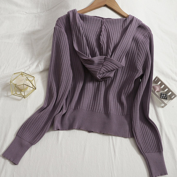 Uus mudel naiste ühevärviline kapuutsi ja lukuga vest