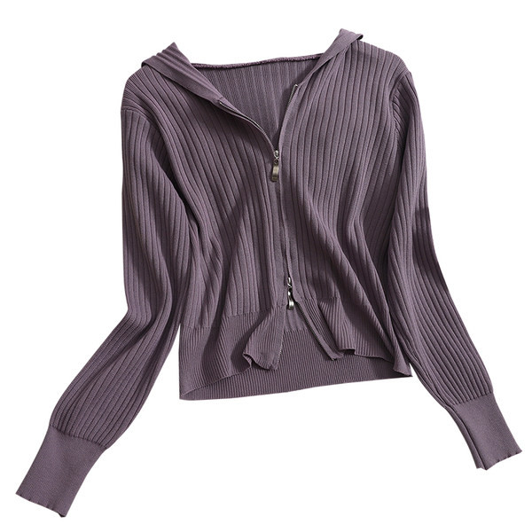 Uus mudel naiste ühevärviline kapuutsi ja lukuga vest