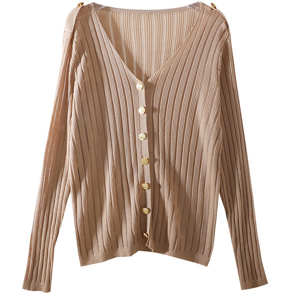 Γυναικεία πλεκτή ζακέτα  με spitz λαιμόκοψη και κουμπιά