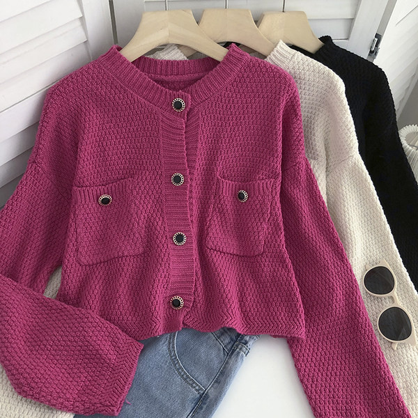 Γυναικεία πλεκτή ζακέτα με τσέπες