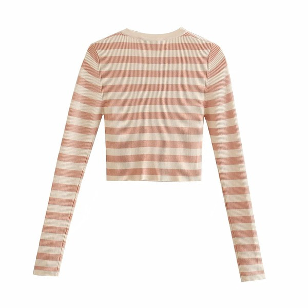 Κοντή ριγέ ζακέτα με κουμπιά