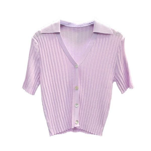 Vékony kötésből készült, rövid ujjú női kardigán