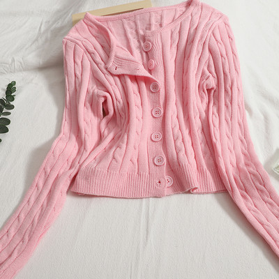 Vesta de dama de toamna cu decolteu rotund si nasturi