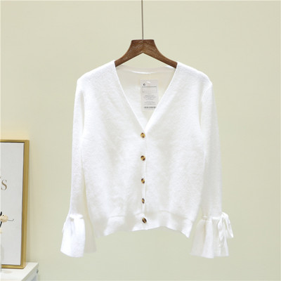 Γυναικεία ζακέτα με κορδόνια με μανίκια και λαιμόκοψη spitz