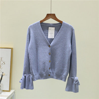 Γυναικεία ζακέτα με κορδόνια με μανίκια και λαιμόκοψη spitz