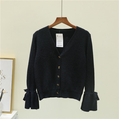 Γυναικεία ζακέτα με κορδόνια με μανίκια και λαιμόκοψη spitz