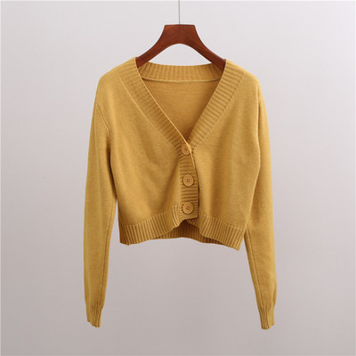 Γυναικεία κοντή ζακέτα με μακριά μανίκια και κουμπιά - νέο μοντέλο