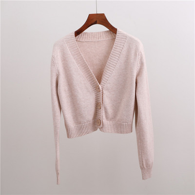 Γυναικεία κοντή ζακέτα με μακριά μανίκια και κουμπιά - νέο μοντέλο