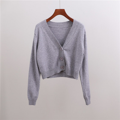 Γυναικεία κοντή ζακέτα με μακριά μανίκια και κουμπιά - νέο μοντέλο