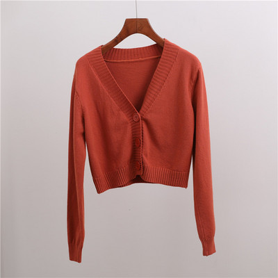 Γυναικεία κοντή ζακέτα με μακριά μανίκια και κουμπιά - νέο μοντέλο