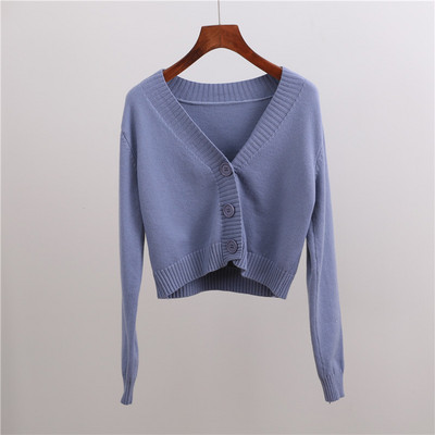 Γυναικεία κοντή ζακέτα με μακριά μανίκια και κουμπιά - νέο μοντέλο