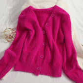 Uue mudeli ühevärviline spits-kaelusega naistevest - valge ja roosa