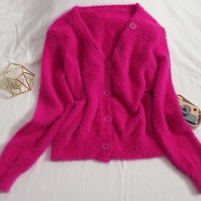 Uue mudeli ühevärviline spits-kaelusega naistevest - valge ja roosa