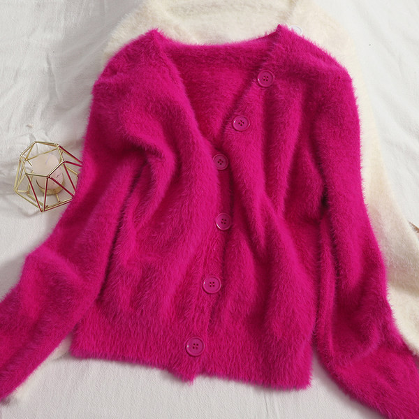 Uue mudeli ühevärviline spits-kaelusega naistevest - valge ja roosa