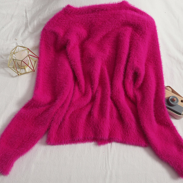 Uue mudeli ühevärviline spits-kaelusega naistevest - valge ja roosa