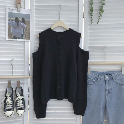 Ühevärviline mudel paljaste õlgadega naiste kootud vest