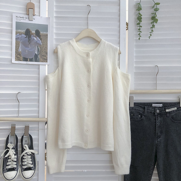 Ühevärviline mudel paljaste õlgadega naiste kootud vest