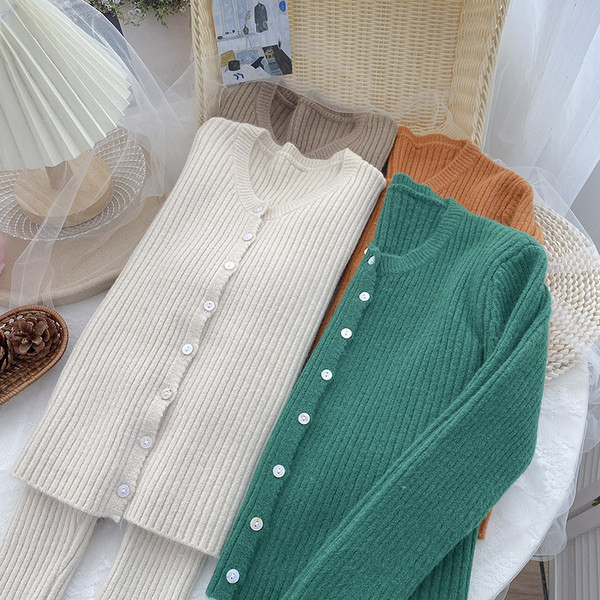 Γυναικεία casual πλεκτή ζακέτα με κουμπιά