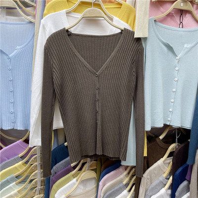 Casual γυναικεία ζακέτα με λαιμόκοψη V και μακριά μανίκια