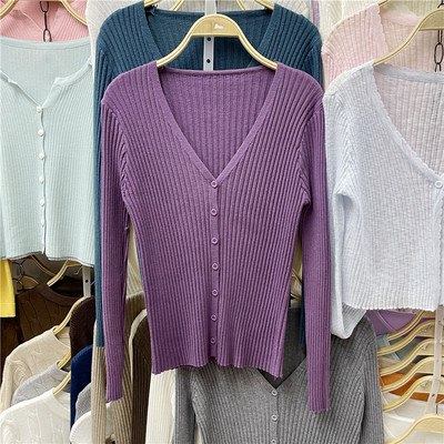 Casual γυναικεία ζακέτα με λαιμόκοψη V και μακριά μανίκια