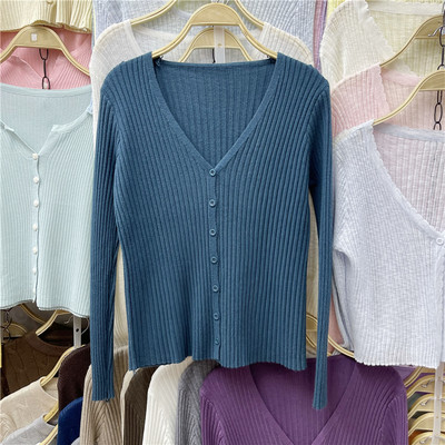 Casual γυναικεία ζακέτα με λαιμόκοψη V και μακριά μανίκια