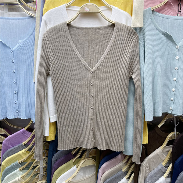 Casual γυναικεία ζακέτα με λαιμόκοψη V και μακριά μανίκια