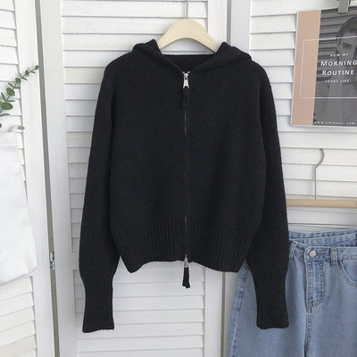 Γυναικεία ζακέτα με κουκούλα και φερμουάρ