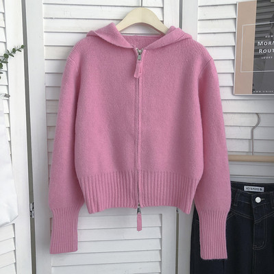 Γυναικεία ζακέτα με κουκούλα και φερμουάρ