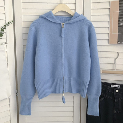 Γυναικεία ζακέτα με κουκούλα και φερμουάρ