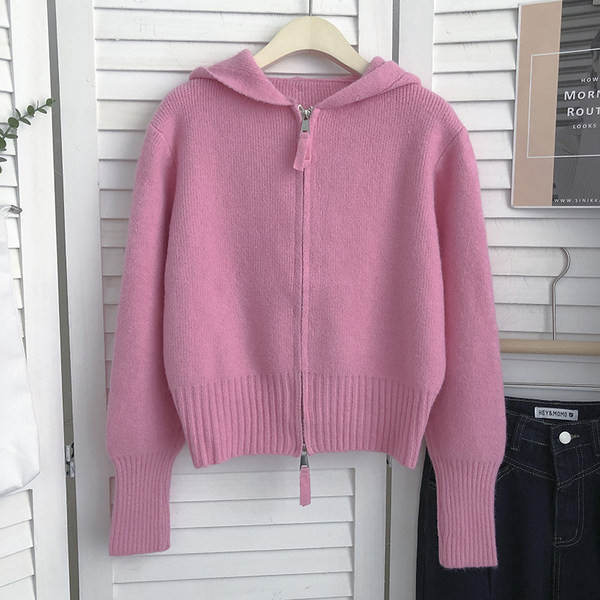 Γυναικεία ζακέτα με κουκούλα και φερμουάρ