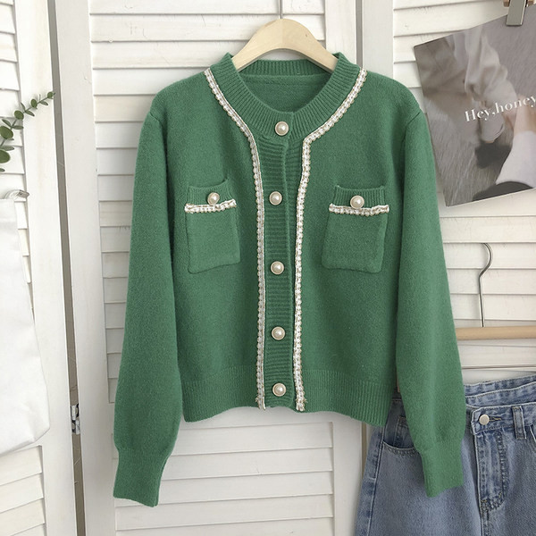 Γυναικεία ζακέτα με τσέπες και πέρλες