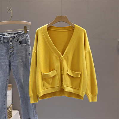 Γυναικεία ζακέτα casual με κουμπιά και τσέπες με μακριά μανίκια