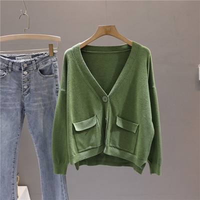 Γυναικεία ζακέτα casual με κουμπιά και τσέπες με μακριά μανίκια