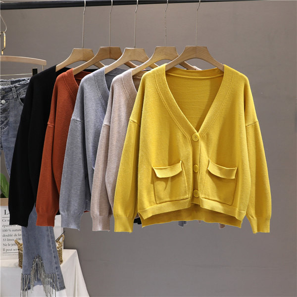 Γυναικεία ζακέτα casual με κουμπιά και τσέπες με μακριά μανίκια