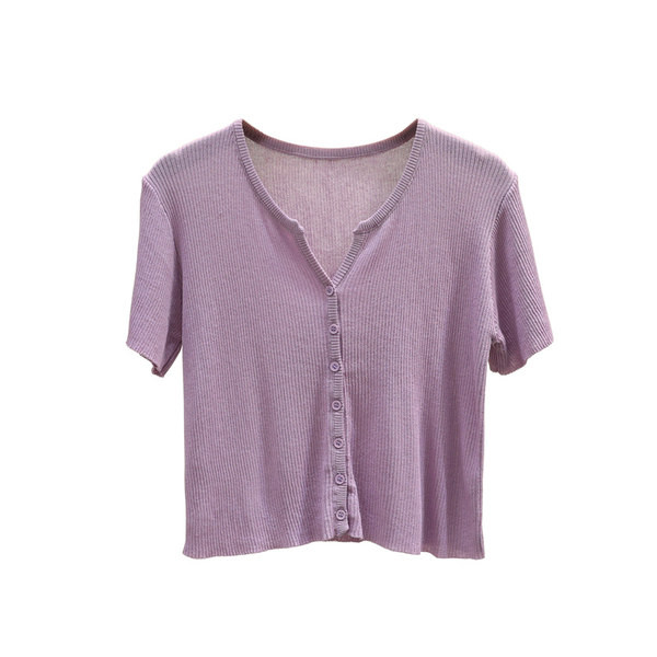 Naiste lühikeste varrukate ja V-kaelusega kardigan