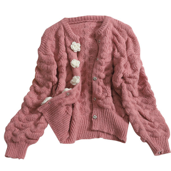 Νέο μοντέλο γυναικεία ζακέτα με στρογγυλή λαιμόκοψη και μακριά μανίκια - τρία χρώματα