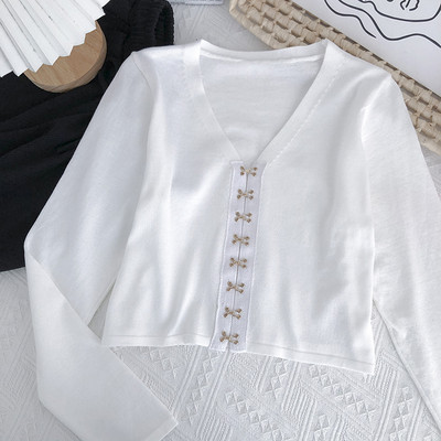 Vesta de dama cu decolteu spitz si maneci lungi