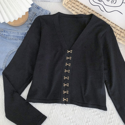 Vesta de dama cu decolteu spitz si maneci lungi