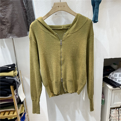 Γυναικεία casual ζακέτα με μακριά μανίκια και φερμουάρ