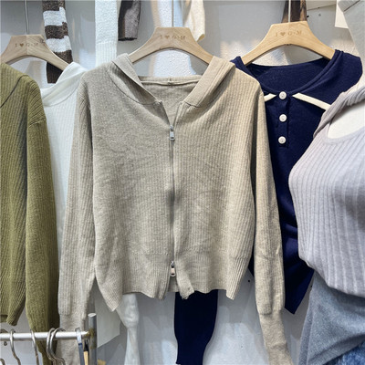 Γυναικεία casual ζακέτα με μακριά μανίκια και φερμουάρ