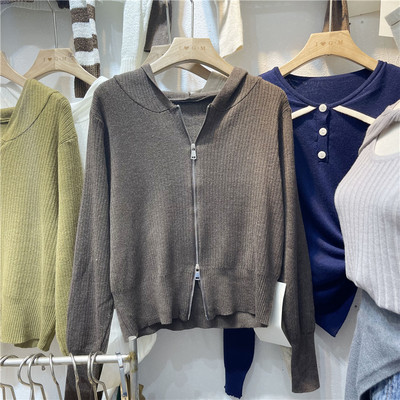 Γυναικεία casual ζακέτα με μακριά μανίκια και φερμουάρ