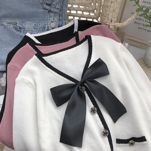 Cardigan casual dama cu panglica