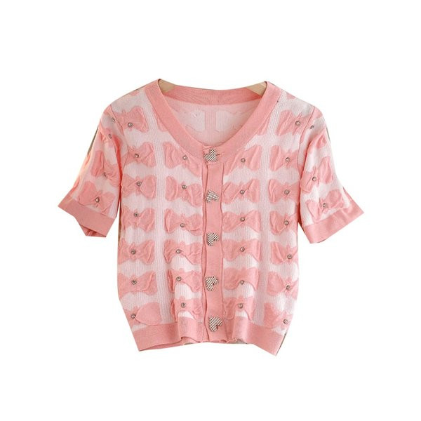 Ovaalse dekoltee ja lühikeste varrukatega naiste vest