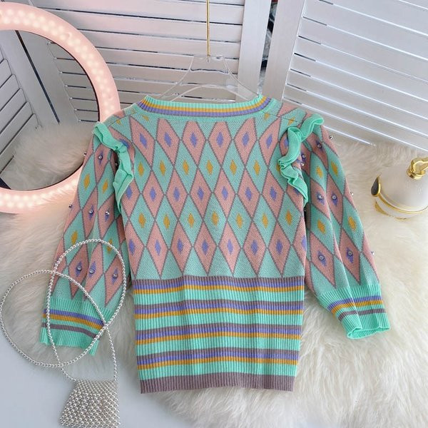 Kardigan s uzorkom u boji i 3/4 rukavima