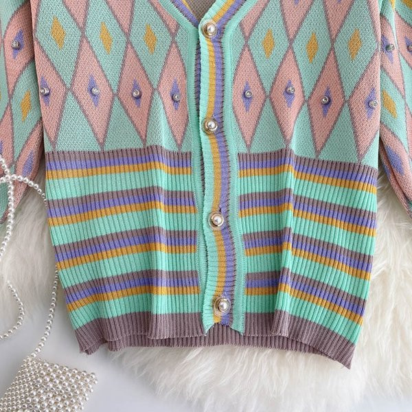 Kardigan s uzorkom u boji i 3/4 rukavima