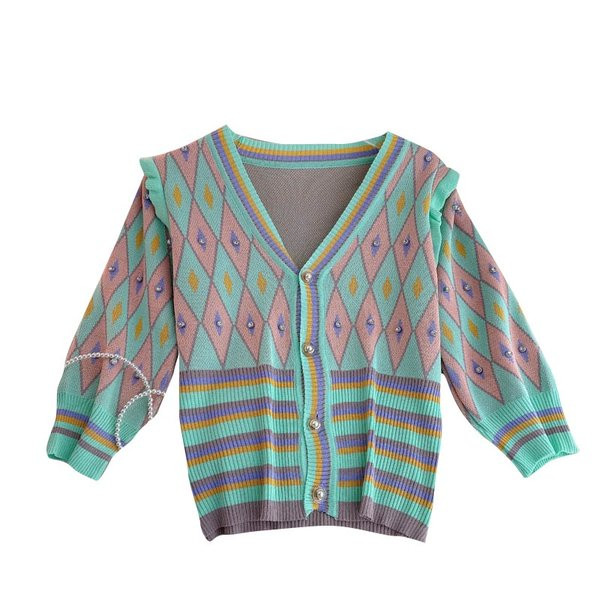 Kardigan s uzorkom u boji i 3/4 rukavima