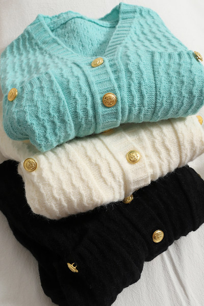 Casual γυναικεία πλεκτή ζακέτα με spitz λαιμόκοψη